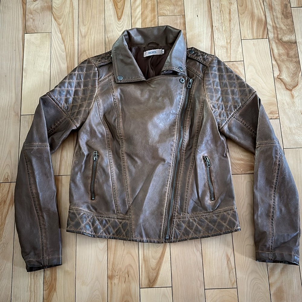 Ricki’s Motto Faux Leather Jacket NWOT